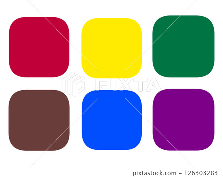 Colorful frame set: Red, yellow, green, brown, blue, purple Colorful frame set: Red, yellow, green, brown, blue, purple 126303283