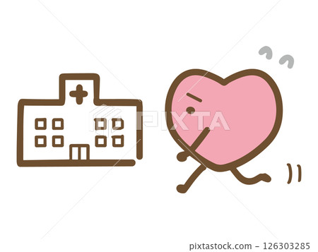 Heart character going to the hospital 126303285