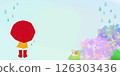 雨季的繡球花 撐著紅傘的女孩和蝸牛 126303436