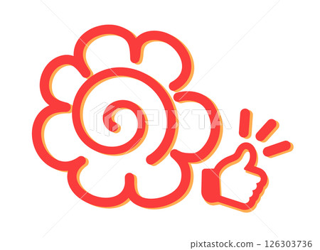 Illustration of a round mark and a like mark Illustration of a round mark and a like mark 126303736