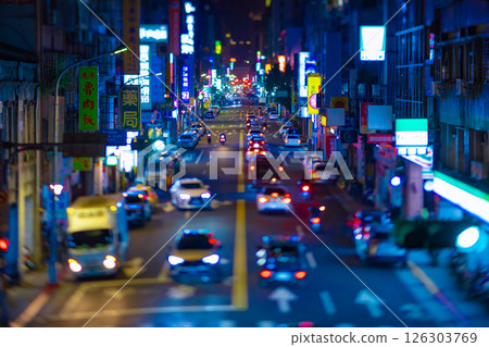 Miniature style: Traffic around Liangzhou Street in Taipei [Taiwan Image] 126303769