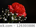 Red carnations and gypsophila 126303886