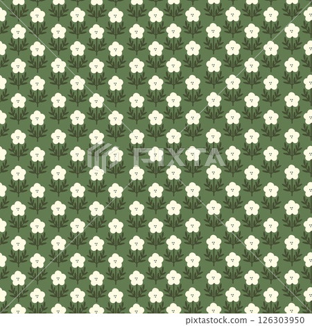 Seamless cute pattern with creative decorative flowers in scandinavian style. Vector cartoon floral pattern 126303950