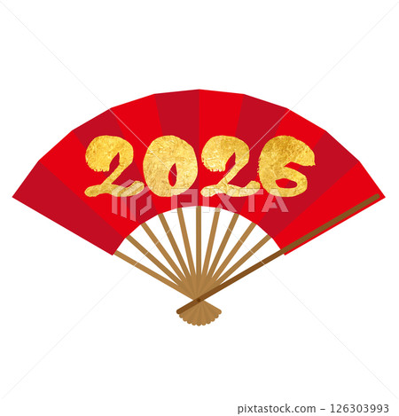 2026 New Year's card material: Red fan 2 2026 New Year's card material: Red fan 2 126303993