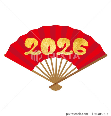 2026 New Year's card material: Red fan 3 126303994