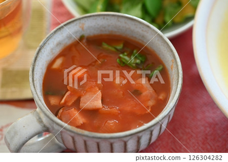 Delicious tomato soup, minestrone 126304282