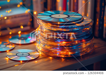 Glimmering CDs with Fairy Lights 126304408