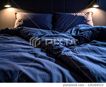 Dark bedroom with indirect lighting 126304533