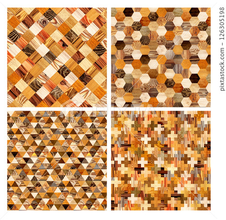 Set of  background with wooden pattern of different colors. Collection of textures of wooden flooring laminate. Full backdrop with wood wall pattern. Natural material templates 126305198