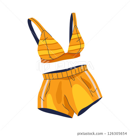 Woman swimwear or beach outfit. Vector women swimsuit, bikini for summer pool and ocean, sea vacation swimming. Apparel and clothing for sunbathing. Female sport cloth. Lady or girl swim suit wear. Woman swimwear or beach outfit. Vector women swimsuit, bikini for summer pool and ocean, sea vacation swimming. Apparel and clothing for sunbathing. Female sport cloth. Lady or girl swim suit wear. 126305654
