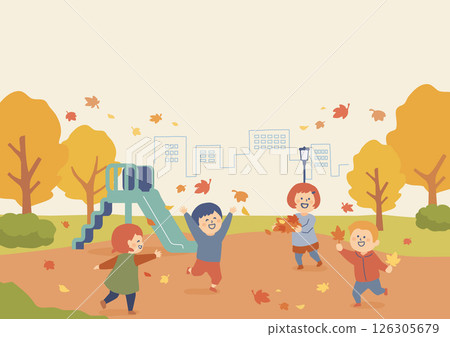 Children playing in autumn park 126305679