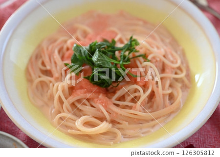 Delicious pasta with cod roe sauce Delicious pasta with cod roe sauce 126305812