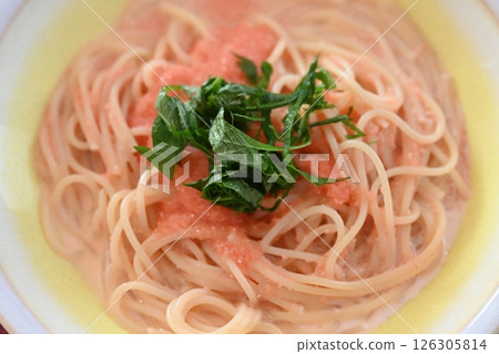 Delicious pasta with cod roe sauce Delicious pasta with cod roe sauce 126305814