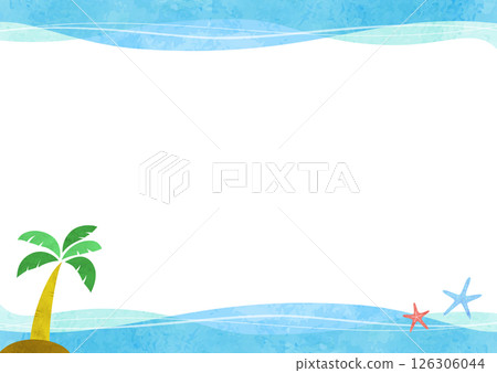 Watercolor ocean image background frame (tropical, emerald green) Watercolor ocean image background frame (tropical, emerald green) 126306044