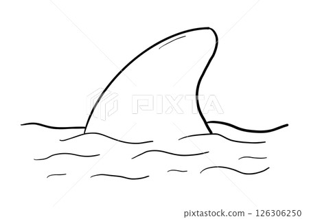 Shark fin sketch with water tattoo. Simple line silhouette dolphin or shark fin underwater. Vintage nautical retro textured shape. Shark fin sketch with water tattoo. Simple line silhouette dolphin or shark fin underwater. Vintage nautical retro textured shape. 126306250