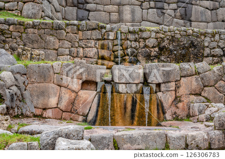 Ancient Inca water temple at Tambomachay, near Cusco, Peru 126306783