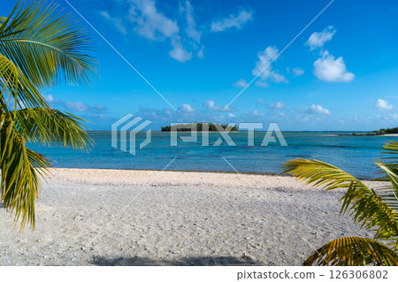 Idyllic motu view from a beach in Tikehau, French Polynesia 126306802