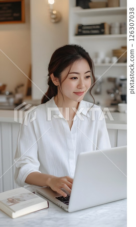 Young woman working on telework 126307038