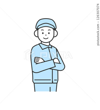 Vector illustration of a man in work clothes with his arms crossed 126307074