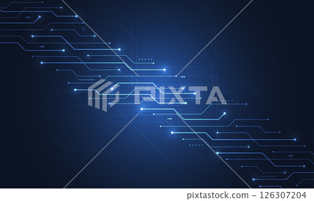 Abstract blue glowing line technology circuit board background design. Communication dot and line speed internet concept. Vector illustration Abstract blue glowing line technology circuit board background design. Communication dot and line speed internet concept. Vector illustration 126307204