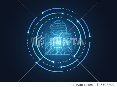 Premium artificial intelligence security digital concept. Abstract technology background protect system innovation for business. Vector illustration 126307209
