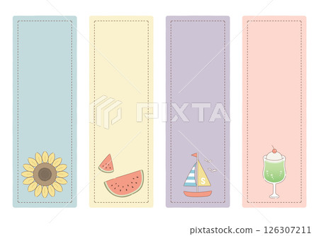 一套簡單自然的夏季鏡框：帶有主線、矩形、垂直、4 種類型 126307211