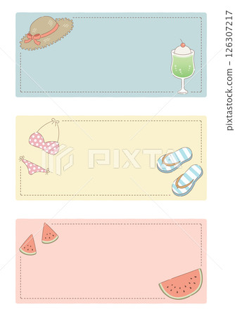 A set of simple and natural summer frames: with main lines, rectangular, horizontal, 3 types 126307217