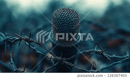 Bright pink goggles curve across a womans face, her glowing skin highlighted against a blue background Bright pink goggles curve across a womans face, her glowing skin highlighted against a blue background 126307403