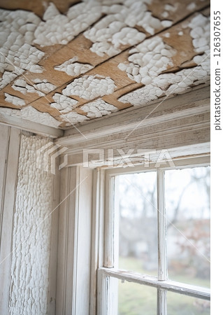 Close-up of a boys smile with bright blue braces, light facial hair, and warm bokeh in the background 126307655