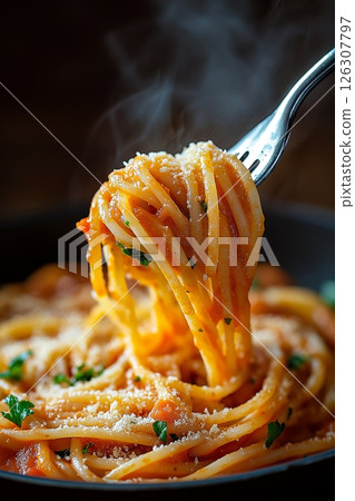 Full view of a schnauzers face and chest, with trimmed fur and symmetrical white markings 126307797