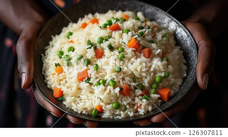 Full view of a schnauzers face and chest, with trimmed fur and symmetrical white markings 126307811