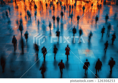 Golden sparkles swirl around a young persons head as they tilt back in peaceful stillness 126308253