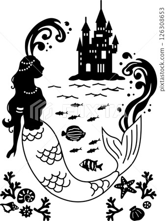 美人魚公主剪影圖 126308653