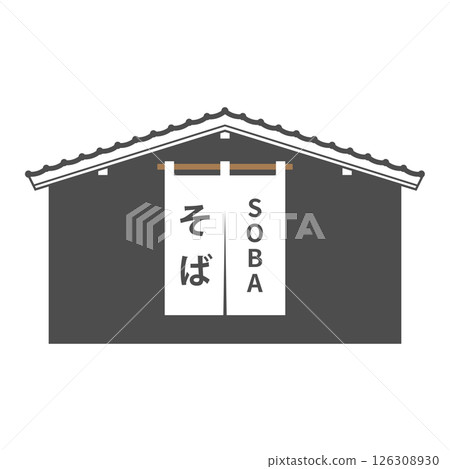 Simple soba restaurant frame icon vector illustration curtain white background logo advertising flyer poster 126308930