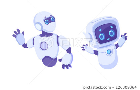 Charming Friendly Robots Illustrating the Exciting Future of Technology and Innovation 126309364