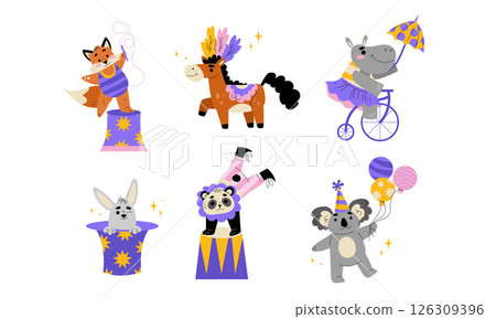Whimsical Animal Performers Dressed in Colorful and Vibrant Costumes for Entertainment 126309396