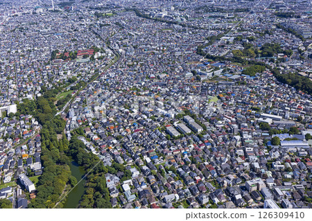 郊區住宅區·鳥瞰圖 郊區住宅區·鳥瞰圖 126309410