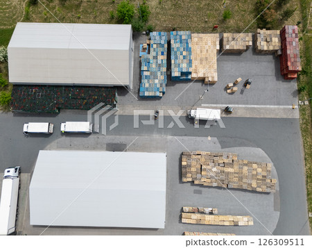 Aerial view of logistics center 126309511