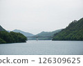 The blue Agatsuma River and bridge seen from "Maruiwa Station on Lake Yatsuba" 126309625