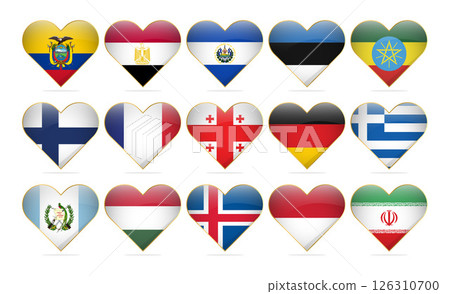 Heart National Flags Of The World Design Template Realistic 126310700