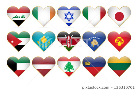 Heart National Flags Of The World Design Template Realistic 126310701