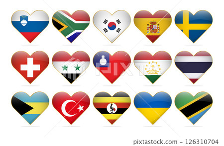 Heart National Flags Of The World Design Template Realistic Heart National Flags Of The World Design Template Realistic 126310704