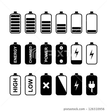 Battery Icons Images Graphics for UI Design 126310956