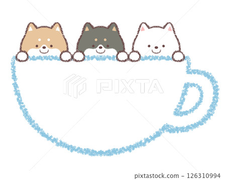 三隻柴犬咖啡杯相框 126310994
