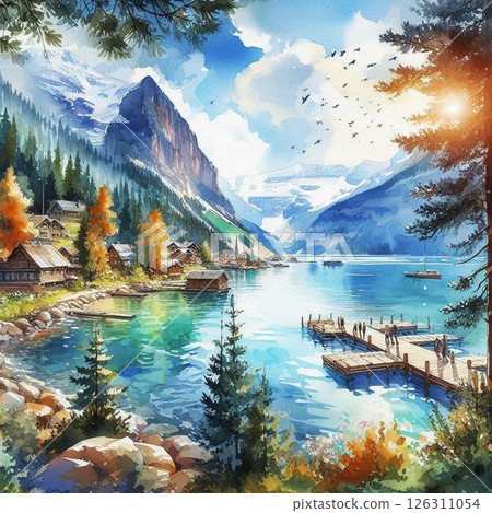 Spectacular scenery and landscapes in watercolor style Spectacular scenery and landscapes in watercolor style 126311054