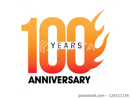 100 Years Anniversary Vector Design with Flame 126311136