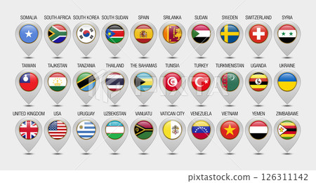 Map Pointer or Marker With Flags Design Template 126311142