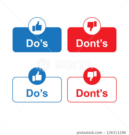 Do's and Don'ts Vector Icon Set with Thumbs Up and Down Do's and Don'ts Vector Icon Set with Thumbs Up and Down 126311286