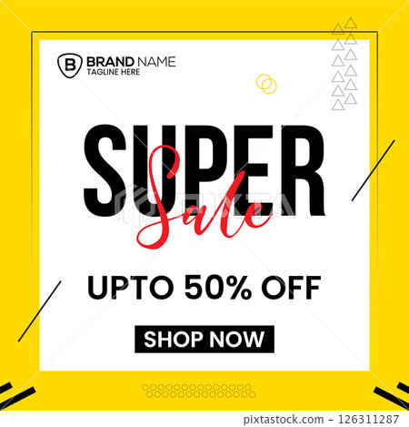 Super Sale, Up to 50 Percent Off Vector Banner 126311287