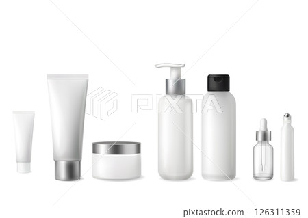 Realistic cosmetic container pack for skincare design 126311359